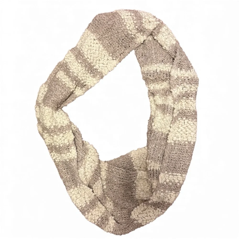 Kimchi Blue Cream and Tan Textured Infinity Knit Scarf